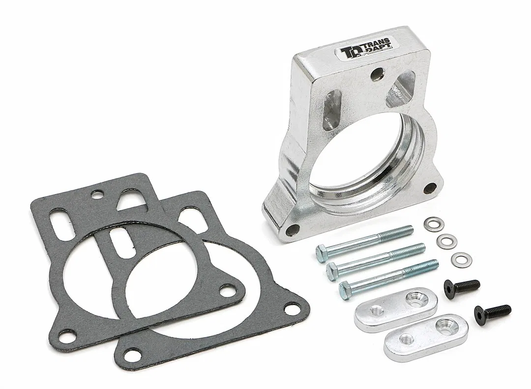 2566 – TRANSDAPT Throttle Body Spacer, 1 Inch Thick Natural Aluminum Single Center